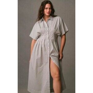 Anthropologie Striped Midi Dress - Black and White